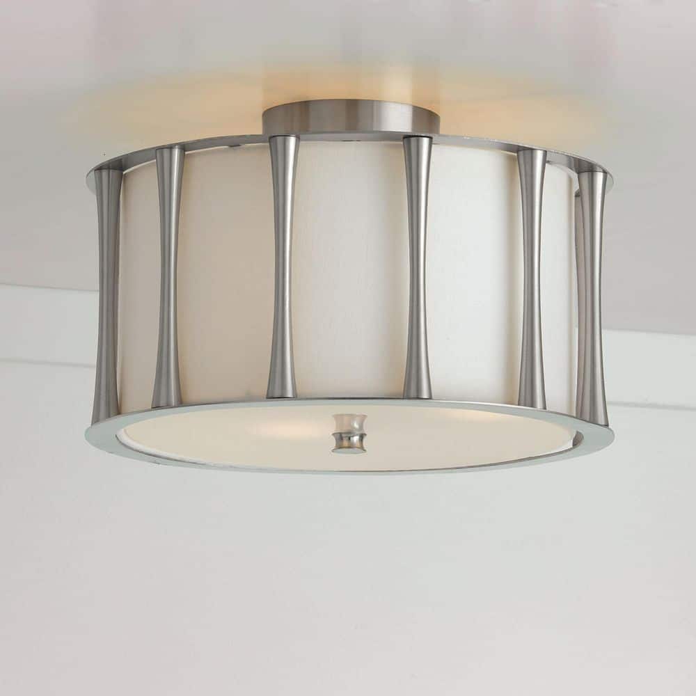 Bodie 15 in. 3-Light Drum Brushed Nickel Semi-Flush Mount Light for Foyer price history on PriceWatchPro