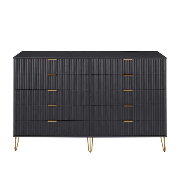 Manhattan Comfort Dumbo Black Modern 10-Drawer 69.68 In. W Double ...