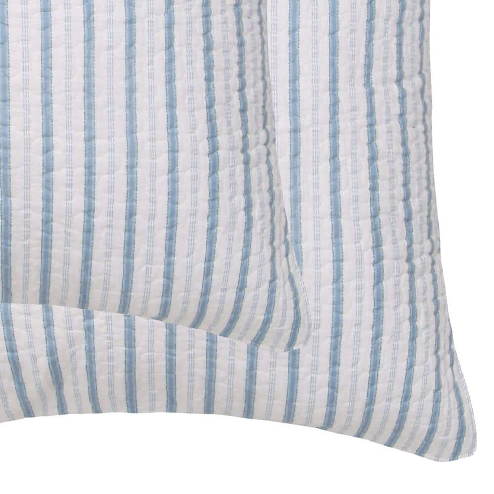 Galapagos Blue Stripe Quilted Cotton Euro Sham - (Set of 2)