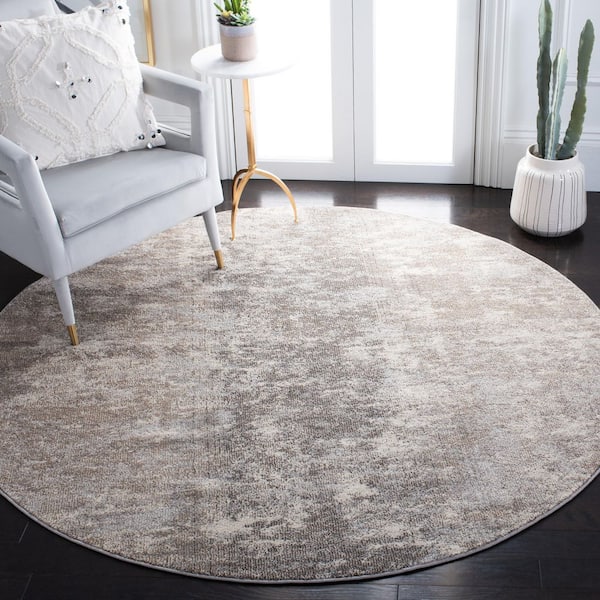 Madison Grey/Beige 10 ft. x 10 ft. Geometric Medallion Round Area Rug
