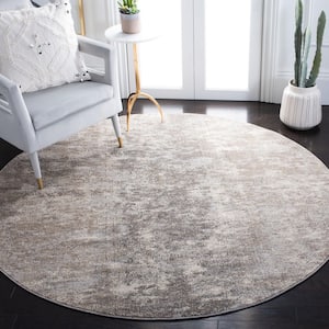 Madison Grey/Beige 4 ft. x 4 ft. Geometric Medallion Round Area Rug