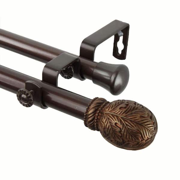 Rod Desyne 66 in. - 120 in. Forest Double Curtain Rod in Cocoa
