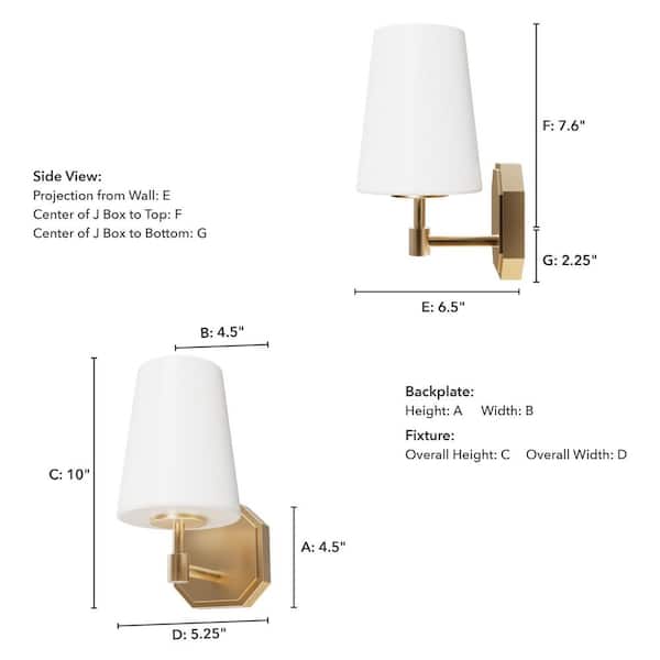 Hunter - Nolita 1-Light Alturas Gold Wall Sconce with Cased White Glass Shade