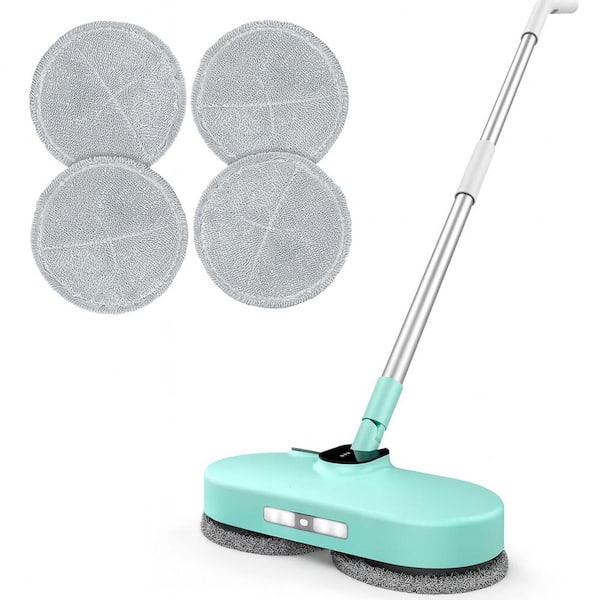 Commercial Cordless Floor Cleaning Mop in White with Dual-Rotating Head and Water Tank for Hard Surfaces