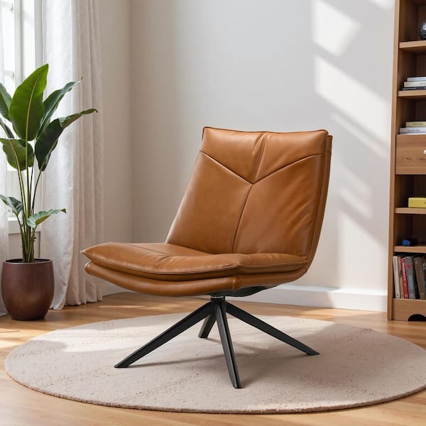 Newton Mid Century Modern Leather Swivel Lounge Chair