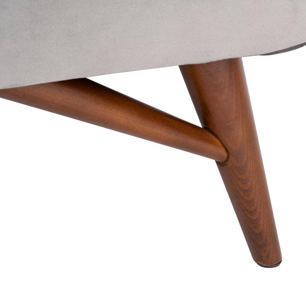 Contemporary Gray Velvet Wood Accent Chair with Tufted Design