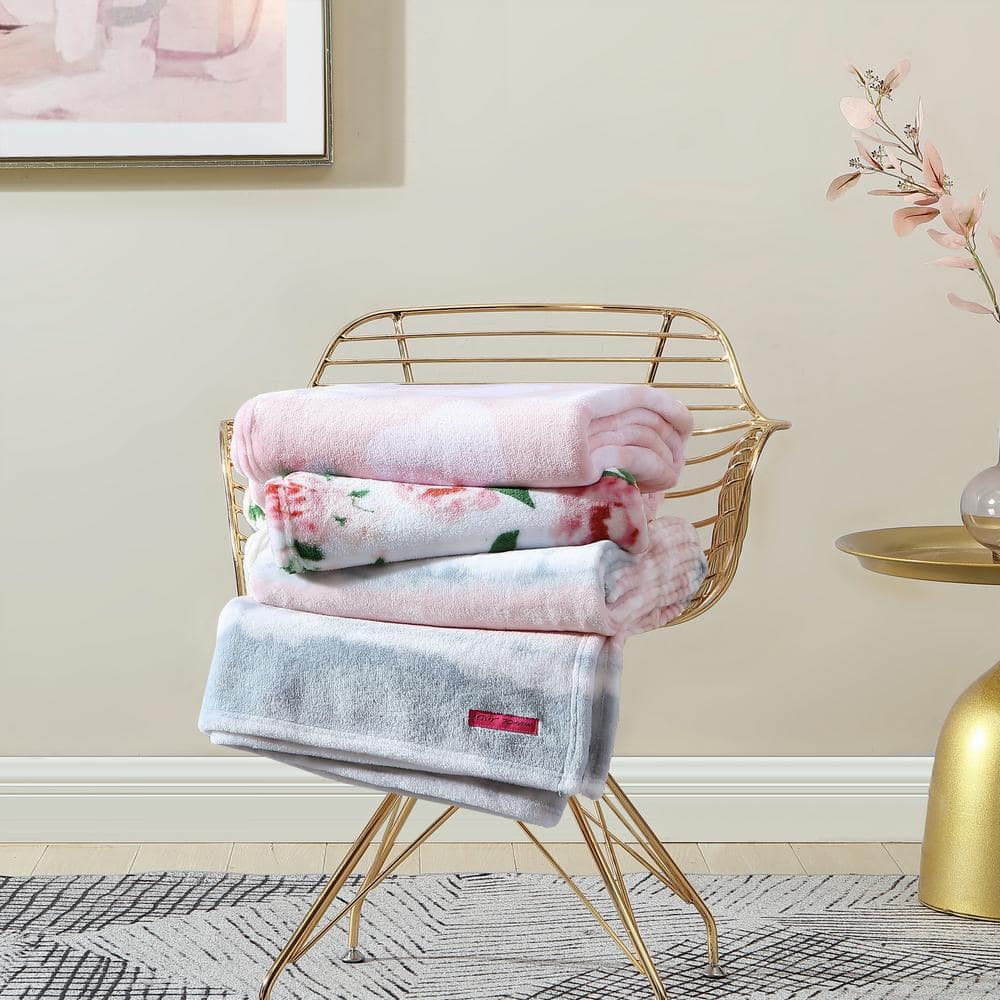 Dotted Heart Pink Ultra Soft Plush Fleece Throw Blanket
