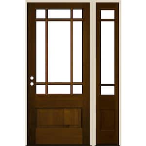 36 in. x 80 in. 3/4 Prairie-Lite Provincial Stain Right Hand Douglas Fir Prehung Front Door Right Sidelite