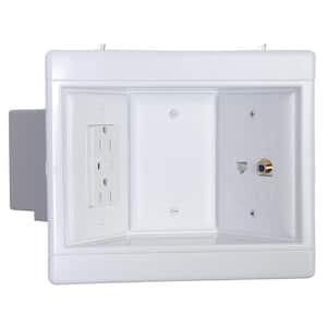 Pass & Seymour 3 Gang Recessed TV Media Box Kit with Surge Suppressing Outlet and Low Voltage Inserts, White
