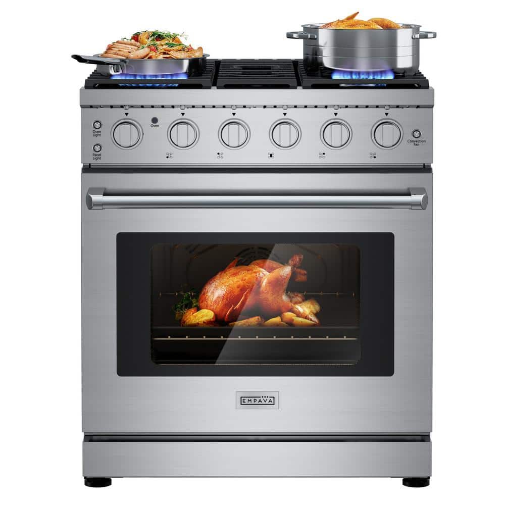 Empava 30 in. 4.5 cu. ft. Single Oven Freestanding Gas Range with 5 Burners in. Stainless Steel with Storage Drawer