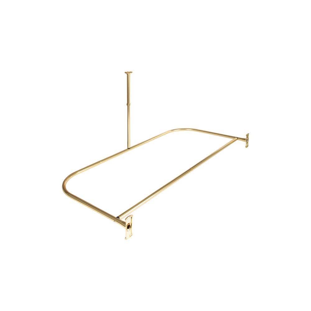 Gold Polished Aluminum D-Shaped Ceiling Mounted Shower Curtain Rod