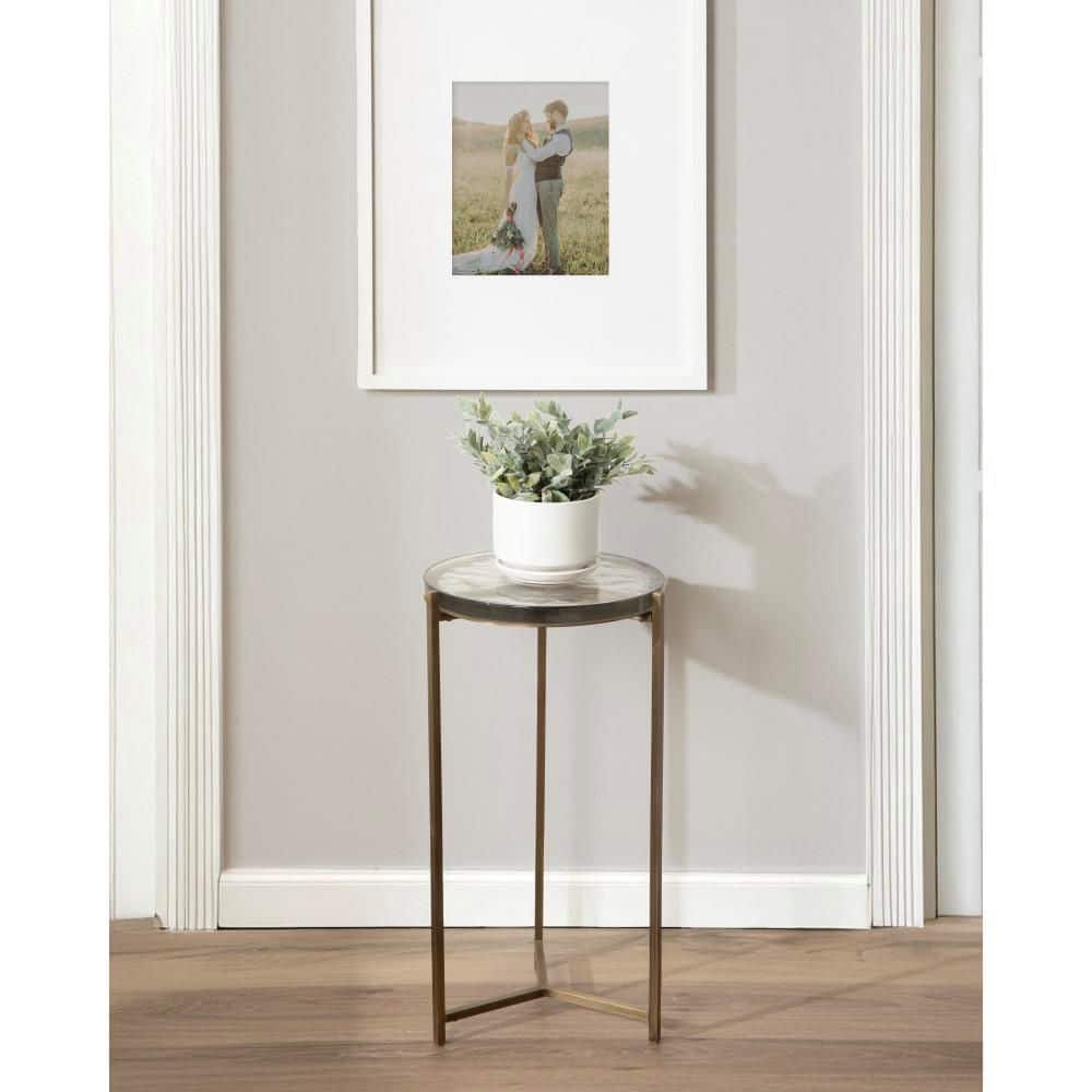 Aguilar 13 in. Clear/Gold Round Glass End Table price history on PriceWatchPro