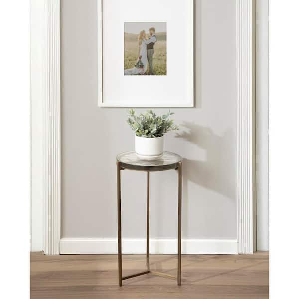Aguilar 13 in. Clear/Gold Round Glass End Table
