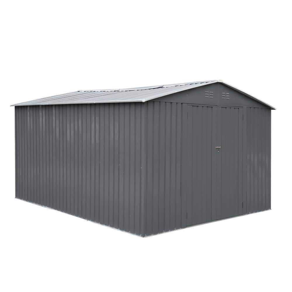 10 ft. W x 12 ft. D Gray Metal Outdoor Galvanized Steel Storage Shed with Double Doors (120 sq. ft.) price history on PriceWatchPro