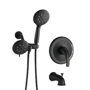 Single Handle 3-Spray Tub and Shower Faucet 1.8 GPM Detachable Shower Head Shower Faucet in Matte Black Valve Included