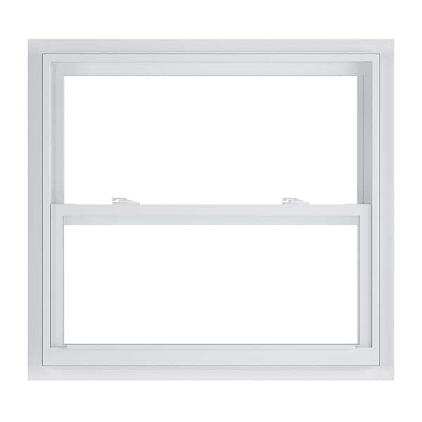 American Craftsman 35.25 in. x 35.375 in. 50 Series White Single Hung Low-E Argon SC Glass Vinyl Fin Window, Screen Incl