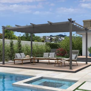 PURPLE LEAF 12 ft. x 18 ft. Gray Aluminum Frame Outdoor Patio