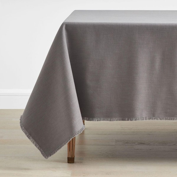 Company Cotton Solid Fringe 70 in. W x 120 in. L Stone Tablecloth