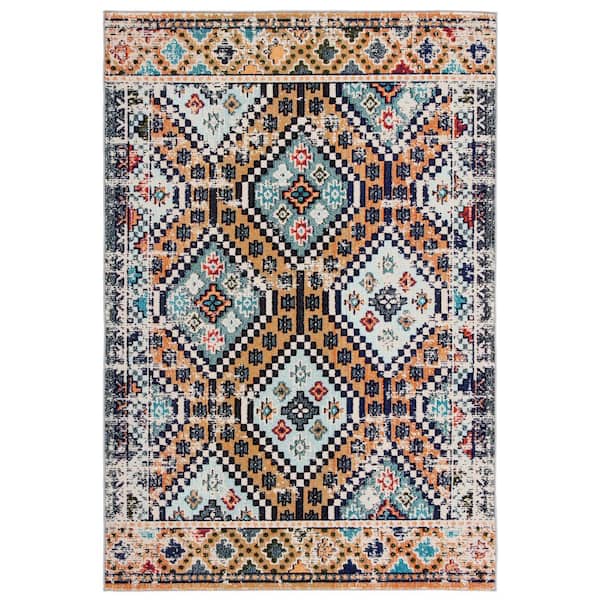 SAFAVIEH Madison Orange/Beige 6 ft. x 9 ft. Geometric Medallion Area Rug