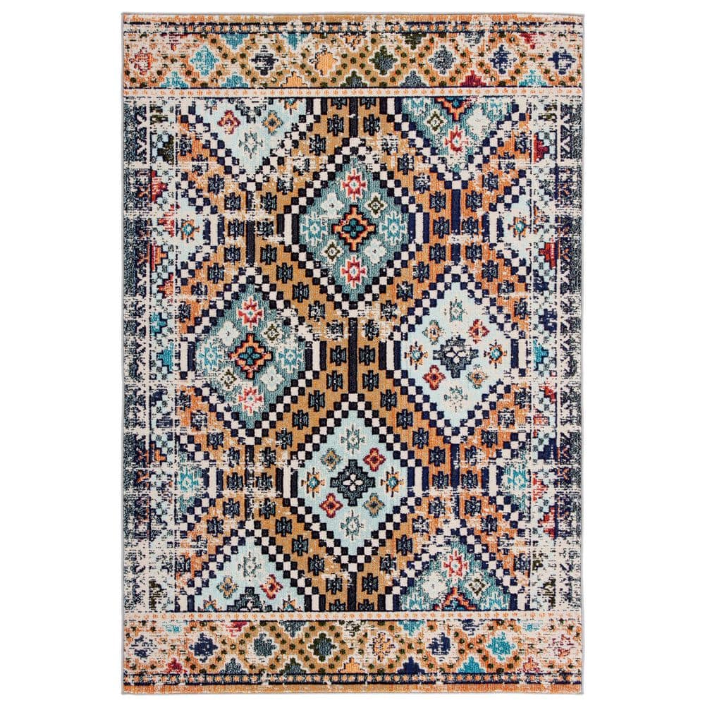 SAFAVIEH Madison Orange/Beige 9 ft. x 12 ft. Geometric Medallion Area Rug MAD418P9 The Home Depot