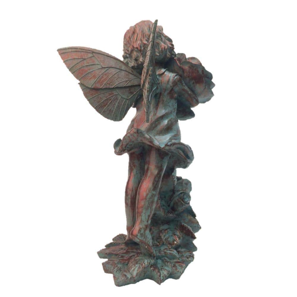 Bronze Patina Fairy Garden Statue with Rose Detail