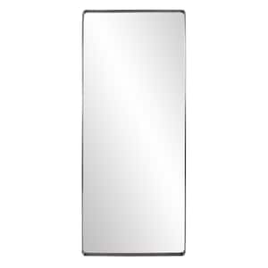 Oversized Rectangle Brushed Silver Hooks Modern Mirror (72 in. H x 30 in. W)