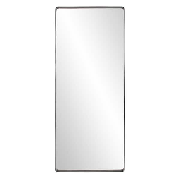 Marley Forrest Oversized Rectangle Brushed Silver Hooks Modern Mirror (72 in. H x 30 in. W)