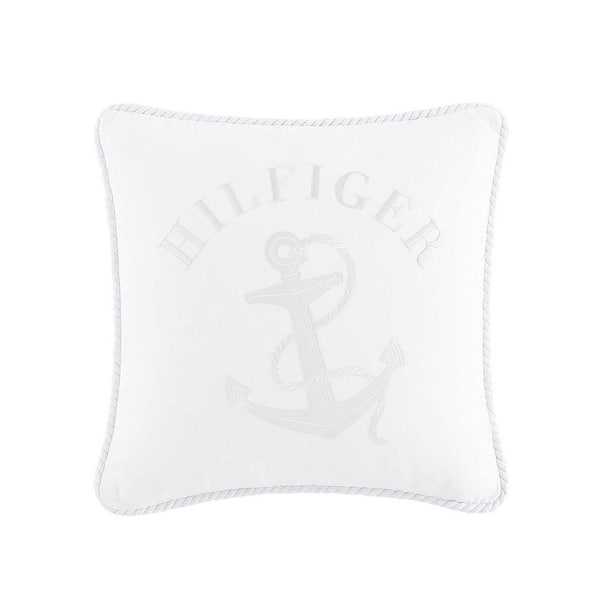 Tommy Hilfiger Anchor With Rope White Cotton 20 x 20 Square Throw Pillow