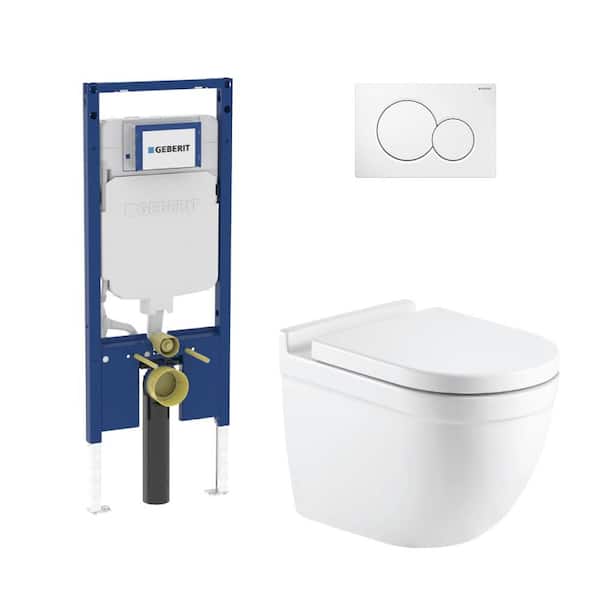 2-Piece 0.8/1.6 GPF Dual Flush Architectura Elongated Toilet w/2 x 4 in. Concealed Tank and Plate in White Seat Included