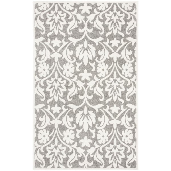SAFAVIEH Amherst Dark Gray/Beige 4 ft. x 6 ft. Border Floral Area Rug