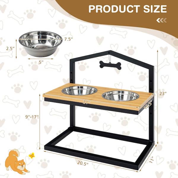 Pet Feeder Station with Stainless Steel Bowl - Costway