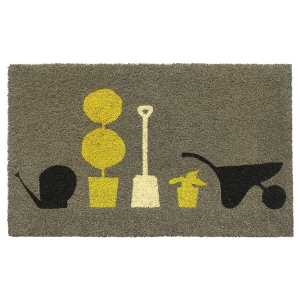 Unbranded Welcome Gardening Green 18 in. x 30 in. Coir Non-Slip Outdoor Door Mat