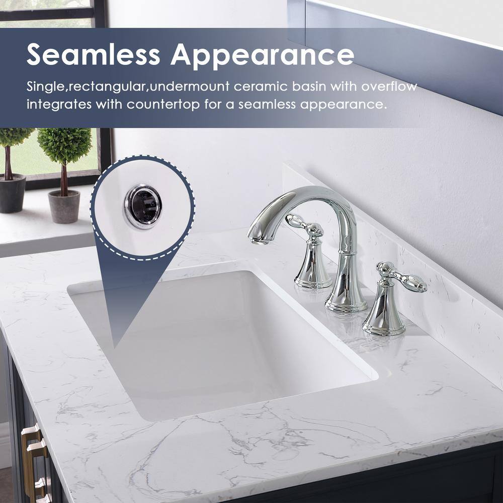 Isla 30" Classic Blue Single Vanity with White Marble Countertop