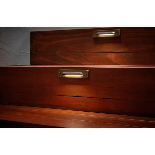 50 Lumen Hardwired Brass Outdoor Integrated LED Hardwired 2700K Warm White Landscape Deck Rail Light (2-Pack)