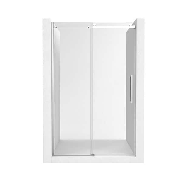 48 in. W x 76 in. H Sliding Frameless Shower Door with 5/16 in. (8 mm) Clear Glass in Chromed