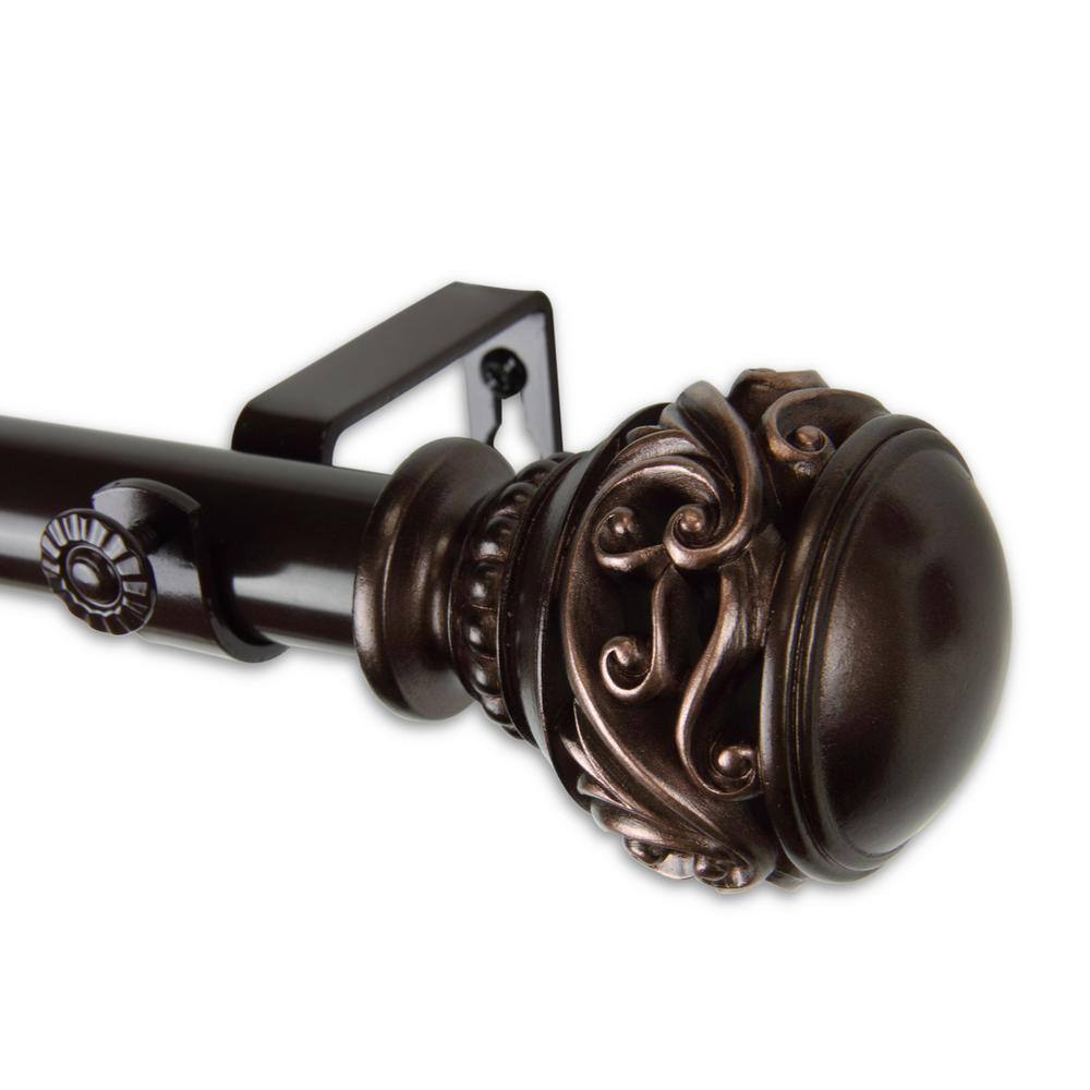 Bronze 1" Steel Curtain Rod with Embossed Finials