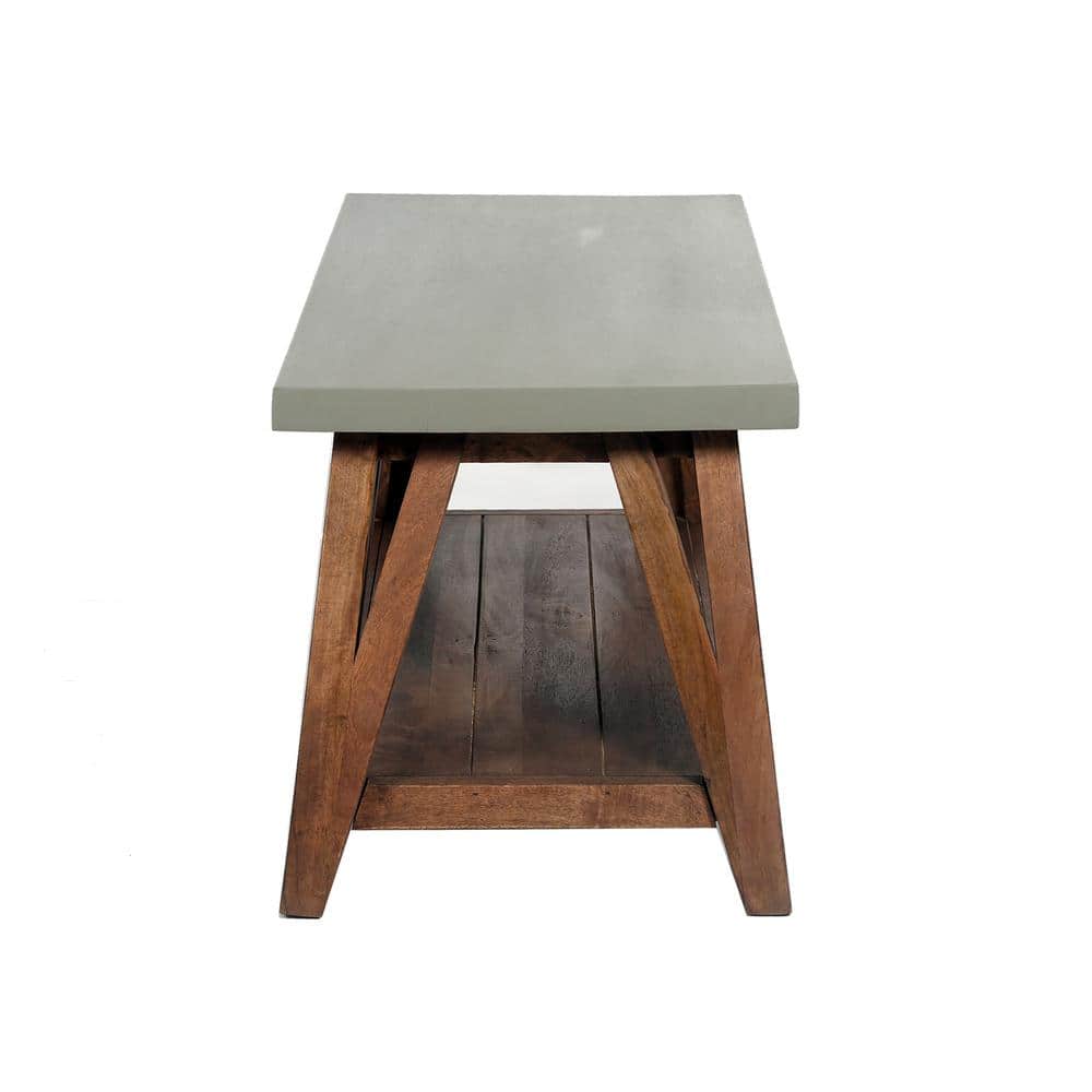 Gray Mango Wood Industrial Hall Tree Bench with Storage