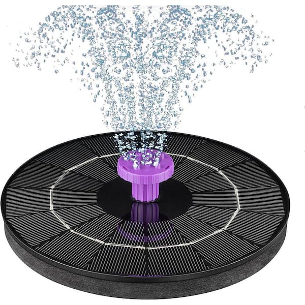 6.3 in. Dia Purple Plastic 3. 5W Solar Bird Bath Fountain Pump