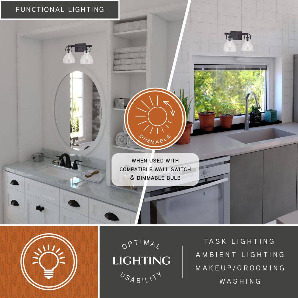 Matte Black Steel 2-Light Dimmable Vanity Fixture