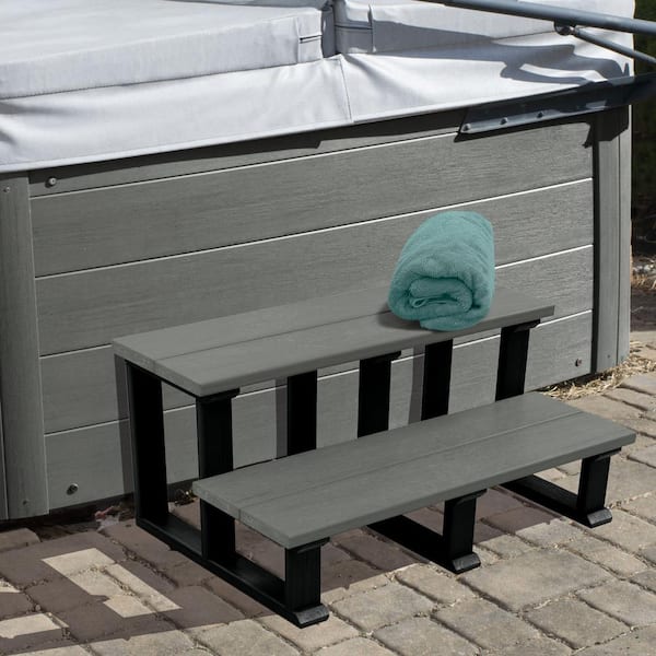 Recycled Plastic 32" Hot Tub Steps-Coastal Teak