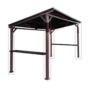 Chandler 6 ft. x 9 ft. Sloped Metal Roof Pergola Wood Grain Metal Frame Outdoor Gazebo with Hard Top Pavilion