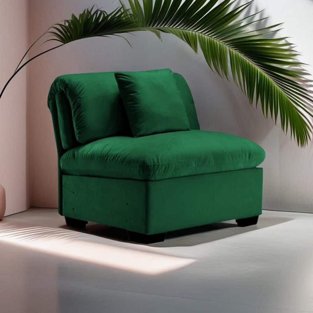 37.60 in. x 35.43 in. x 33.86 in. Armless Velvet Rectangle Shape Sofa in Gr