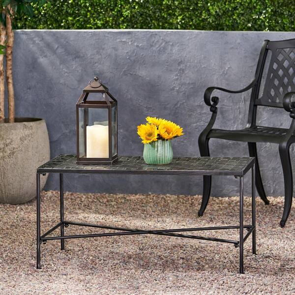 Outdoor Iron Industrial Style Coffee Table, X-Shaped Support, for 