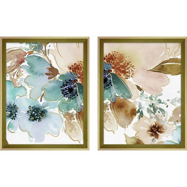 Linden Ave 11 in. x 14 in. “Watercolor Peonies-Blue” Framed Wall Art