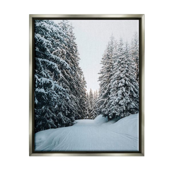 Stupell Industries Snowy Ski Slopes by Incado 1-Piece Floater Frame Graphic Print Nature Poster Art Print 21 in. x 17 in.