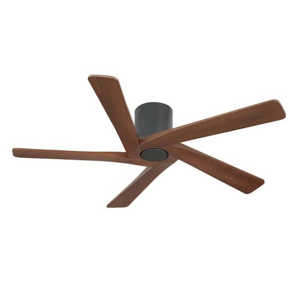 48 in. (4 ft. ) Indoor Flush Mount Ceiling Fan, 5 Solid Wood Blades Ceiling Fan with Remote, Black Walnut