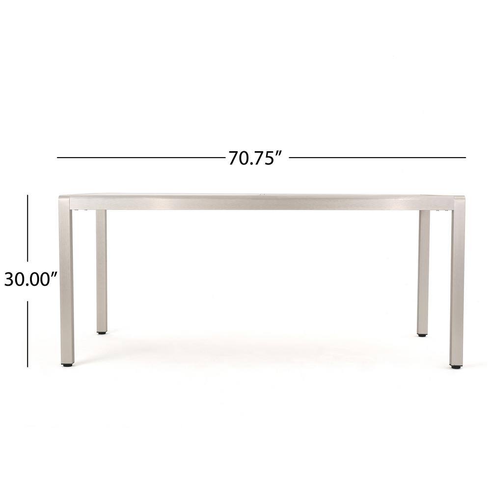 Sleek Aluminum and Opaque Glass Modern Outdoor Dining Table