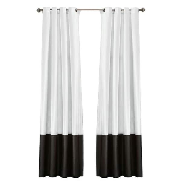 Unbranded Black/White Solid Rod Pocket Room Darkening Curtain - 54 in. W x 95 in. L (Set of 2)