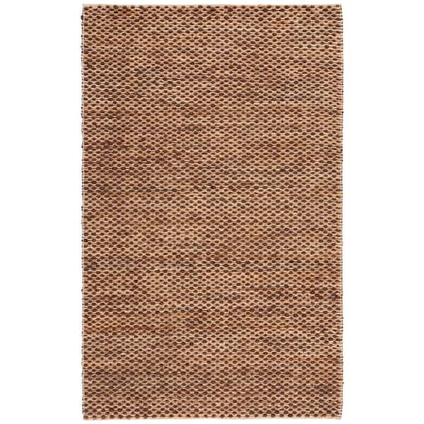 Natural Fiber 4 ft. x 6 ft. Natural/Dark Brown Abstract Distressed Area Rug