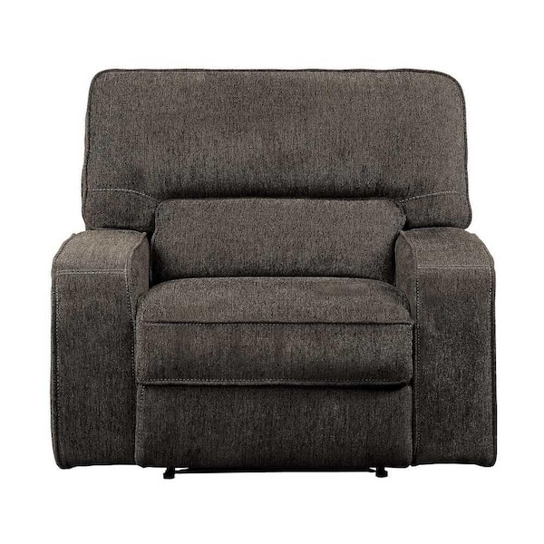 EVERGLADE HOME Amite 45 in. W Square Arm Chenille Straight Power Reclining Chair in Chocolate